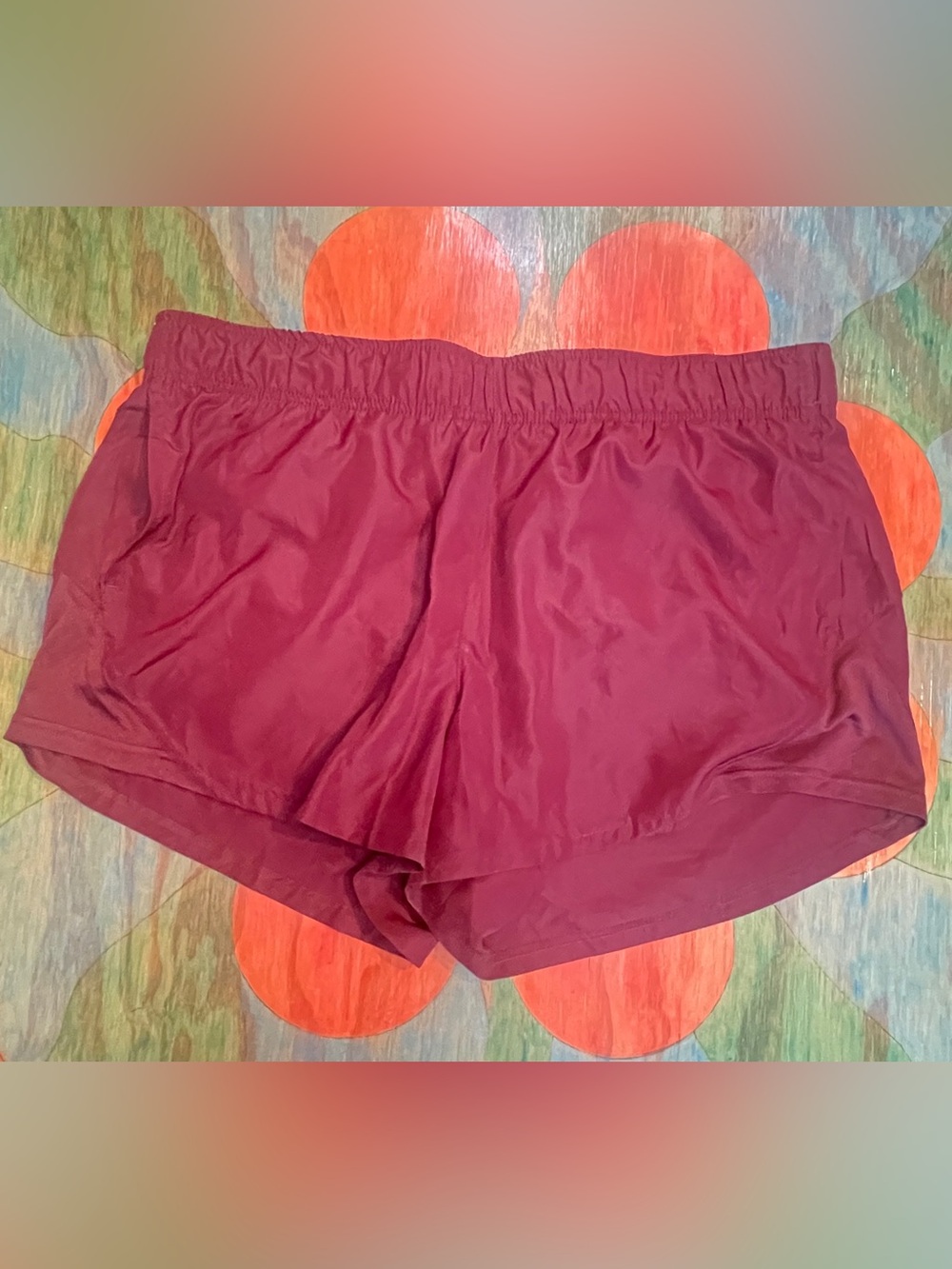 Women’s Athletic Works Shorts Size XL with Liner Burgundy Maroon Thick Waistband